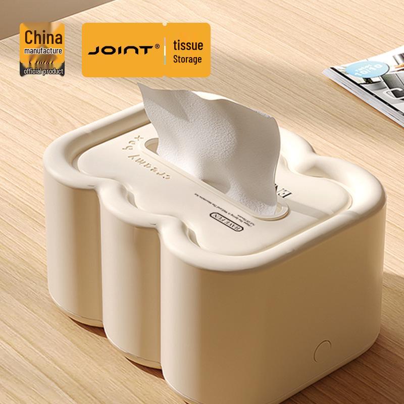 High-End Spring Pop-Up Tissue Box | Creative Desktop Napkin Storage | Cream Style