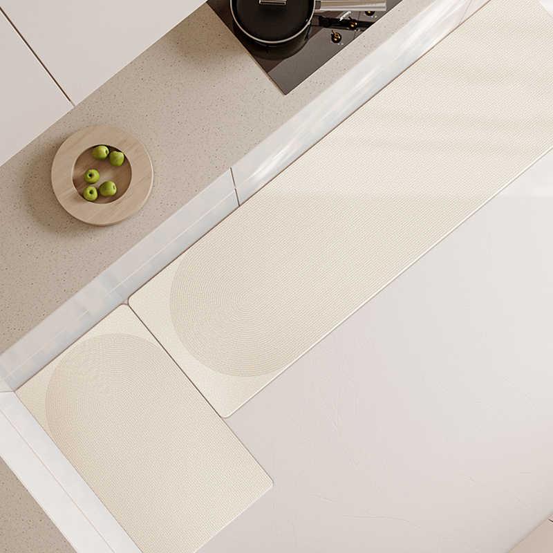 1/2pcs Simple Cream Air Kitchen Floor Mat Non-Slip Easy Maintenance Corridor Carpet Bathroom Entrance Door Mat Home Decor