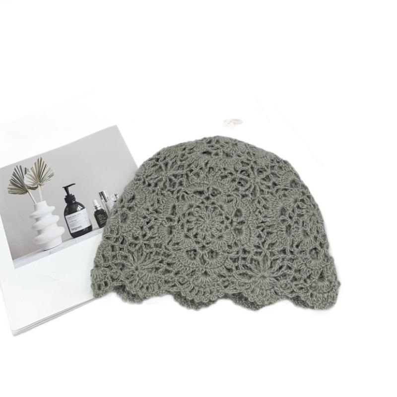 25 Early autumn retro handmade knitted hat hollow hook-up pullover hat versatile bag head hat tide
