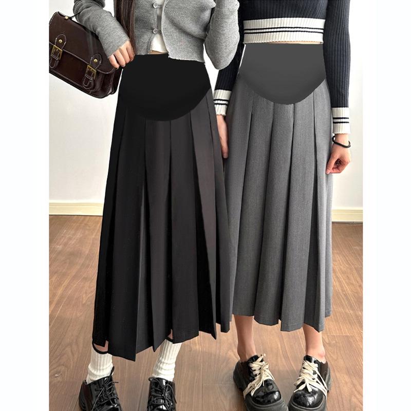 

Серая ретро плиссированная миди-юбка А-силуэта для беременных - Стройнящий дизайн «зонт», Весна/Лето M