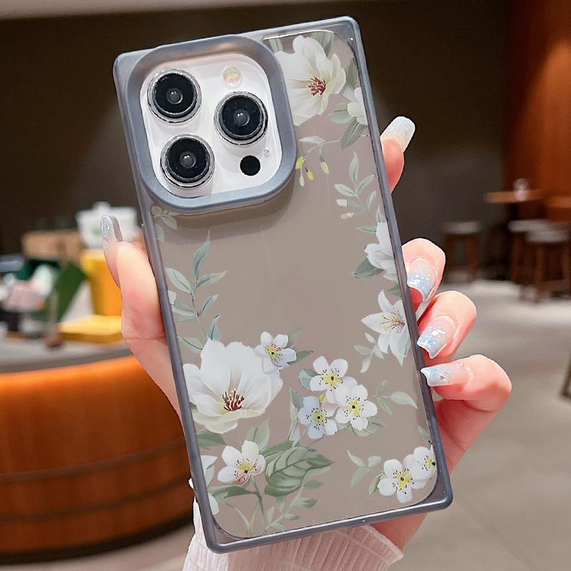 Moteblomstertrykk slankt mykt deksel til iPhone 16 Pro Max 15 Plus 14 13 Pro 12 11 Klar TPU støtsikkert silikongjennomsiktig telefondeksel