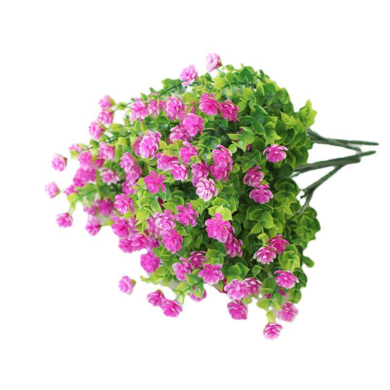 Artificial Milan Grass & Eucalyptus Money Plant with Lotus for Decorative Gardening