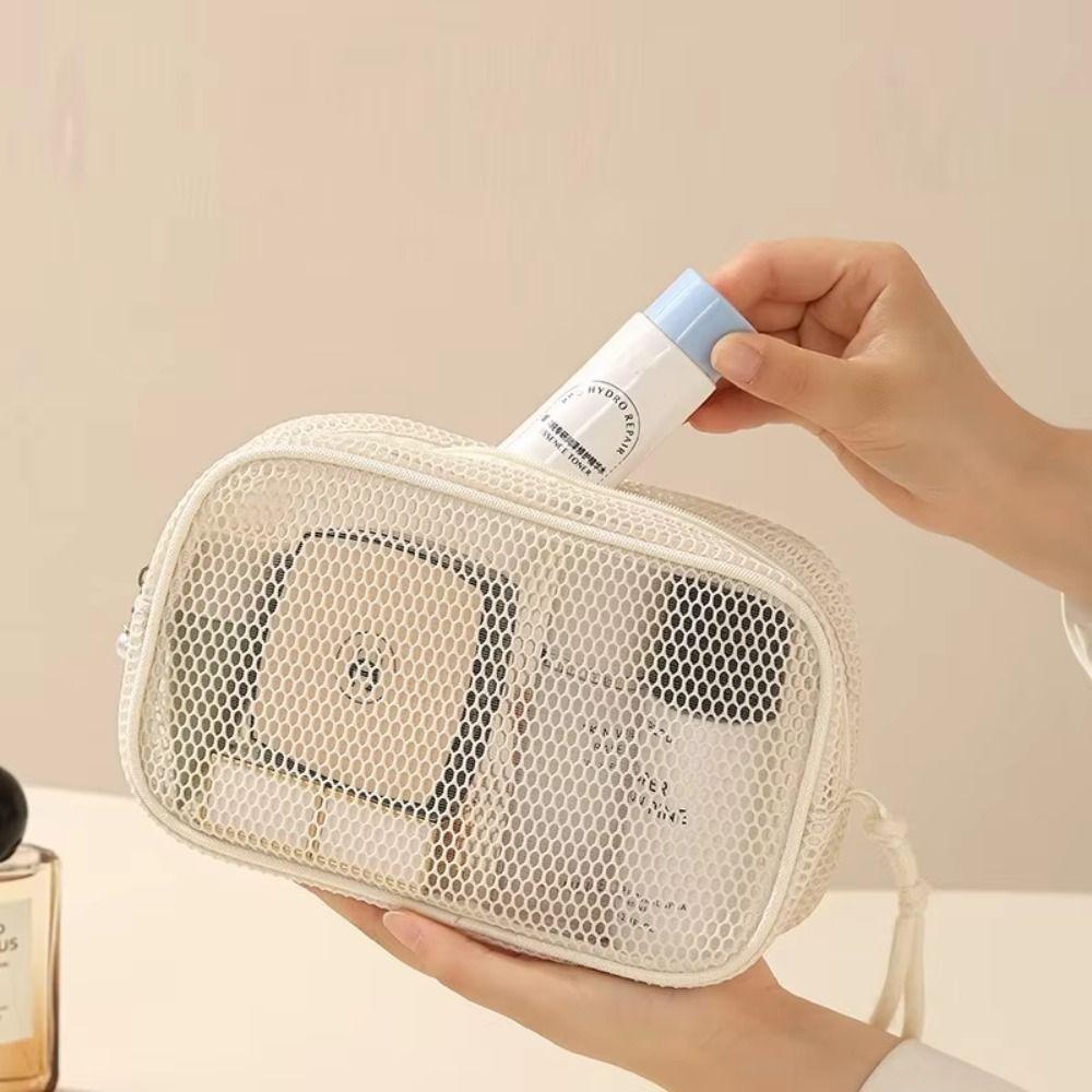Atmungsaktive Netztasche für Toilettenartikel, tragbar, große Kapazität, Reise-Make-up-Organizer für Frauen