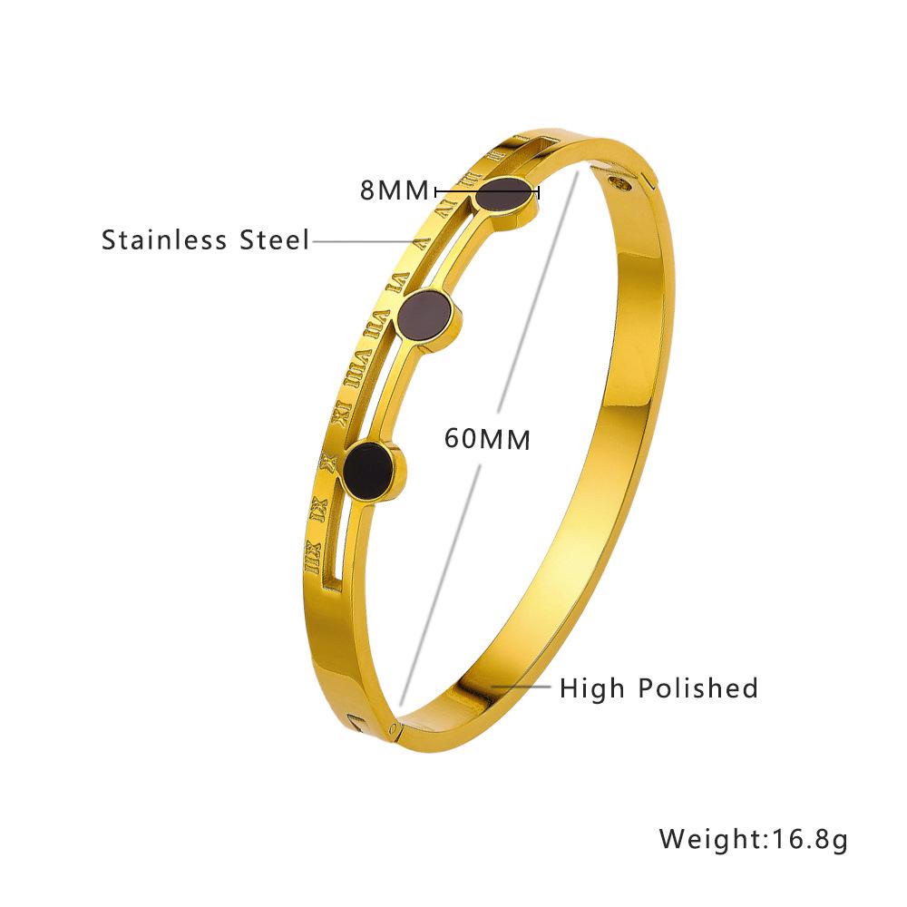 European Style 18K Gold-Plated Stainless Steel Bracelet with Roman Numerals - Simple, Fashionable, Retro Titanium Design