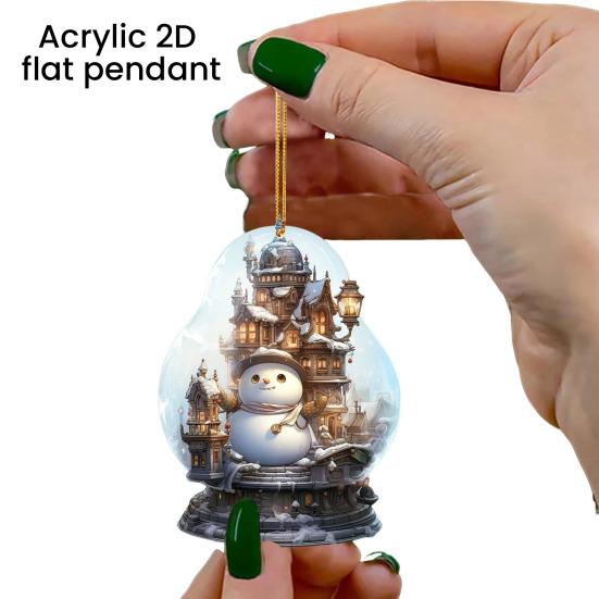Christmas Snowman Hanging Decoration 2D Flat Snow Scene Sphere Ornament Festive Snowman Decoration for Christmas Tree Mantel Party Decor