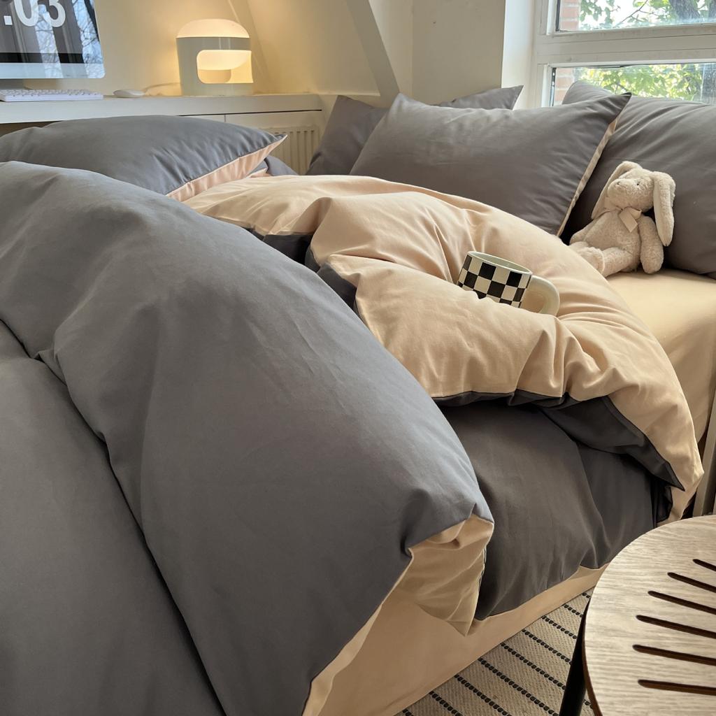 Bedding Four-piece Set Printed Skin-friendly Water Wash Sheets Quilt Cover Pillowcase Set