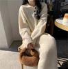 New autumn and winter knitted dress women's loose fashion lapel twist primer sweater skirt women's fashion trend