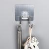 Stainless Steel Punch-Free Double Hook - Adhesive Wall Mount for Kitchen and Bathroom.