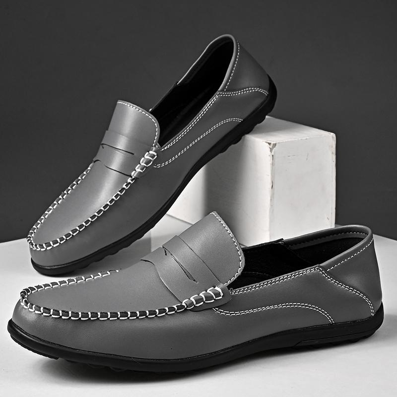 Fashion Breathable Casual Shoes Office 2024 New Fashion Luxury Brand Loafers Men Slip-on Leather Black Business Leather Shoes Flat Shoes