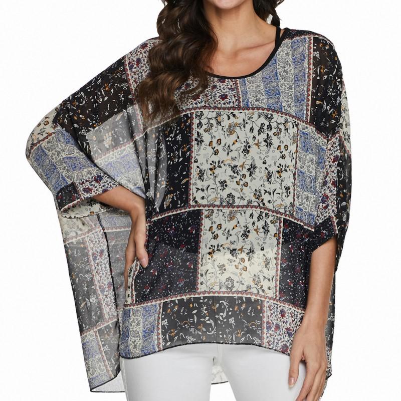 

Модная женская богемная шифоновая рубашка для пляжного отдыха, одежда для защиты от солнца, накидка на бикини One Size бежевый