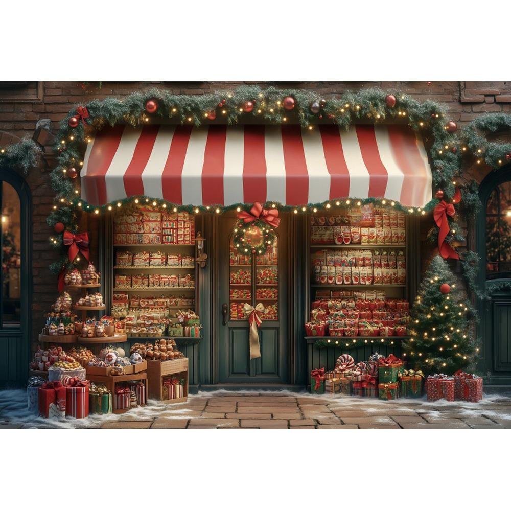 Christmas Candy Toy Store Christmas Tree Gift Theme Banner Background Birthday Party Decoration Photography Background Cloth 5