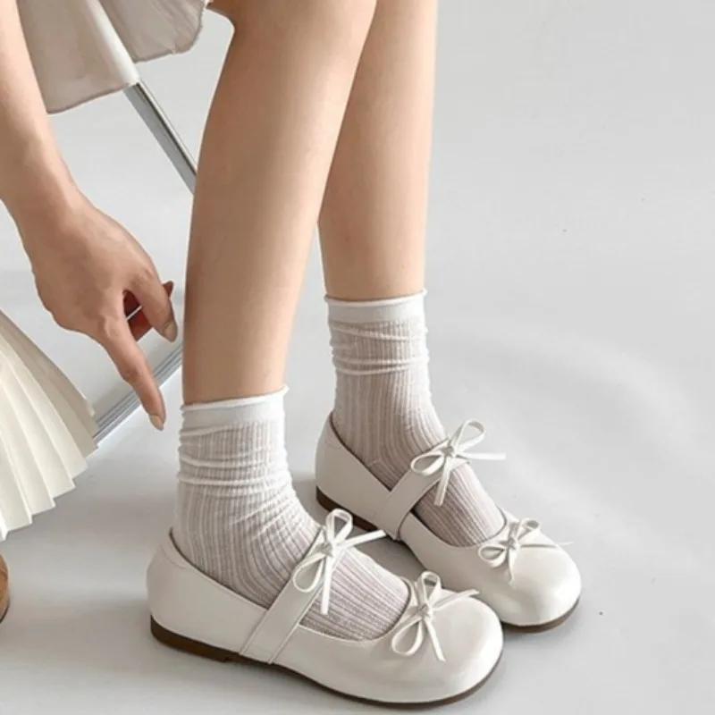 Móda Francouzský Vintage Mašle Ploché Jednoduché Boty Mělký Výstřih Nové Všestranné Nazouvací Mary Jane Dámské Boty