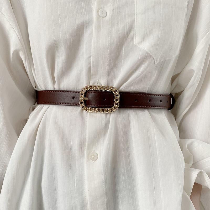 Soft Minimalist Chic Leather Waist Belt For Women In Black And Tan Color Options