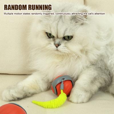 Interaktives Katzenball-Spielzeug, automatischer rollender Ball, Kunstschwanz, wiederaufladbar, intelligentes elektrisches Haustierspielzeug, Hunde- und Katzentraining, imitieren Sie eine Maus