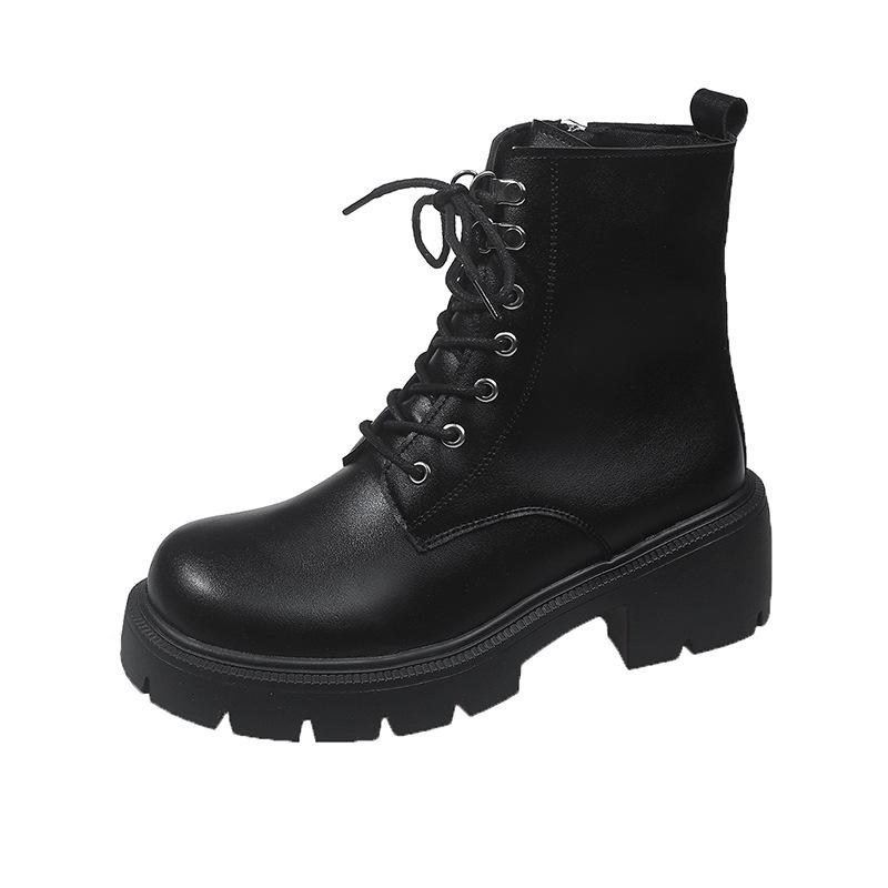 Bottines motardes courtes à lacets pour femmes Automne/Hiver 2025 avec semelle compensée