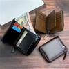 Business Mens Wallet 3 Fold Money Clip Retro Luxury Zipper Leather Purse High Quality Card Holder Bank Card Storage Bag