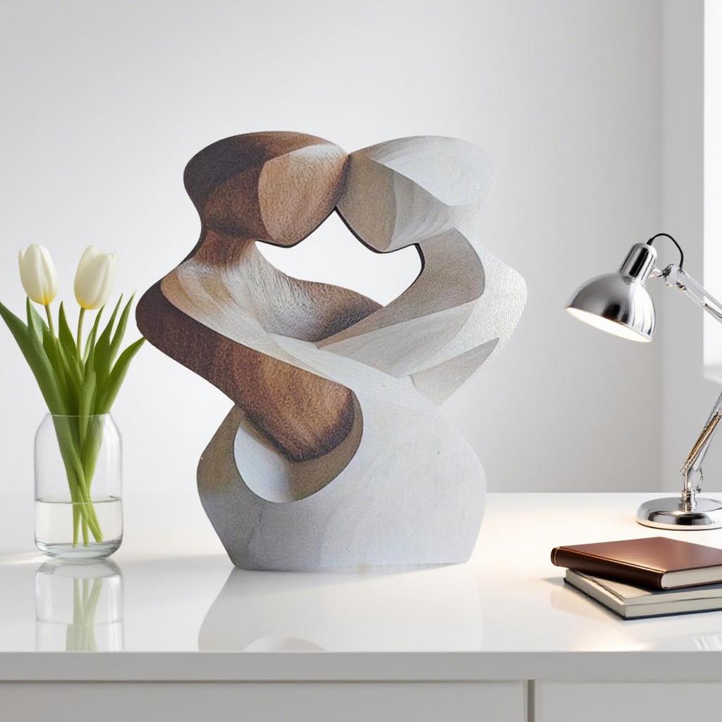Statua di Coppia in Legno Piatta 2D Elegante 20CM Decorazione Moderna per la Casa Statuetta in Legno Artificiale per Soggiorno Scultura Decorazione Matrimoniale