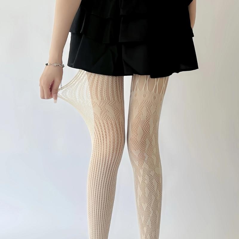 Women Lace Patterned Fishnet Tights High Waist Fishnets Leggings Net Stockings Pantyhose Thigh High Stockings Hosiery