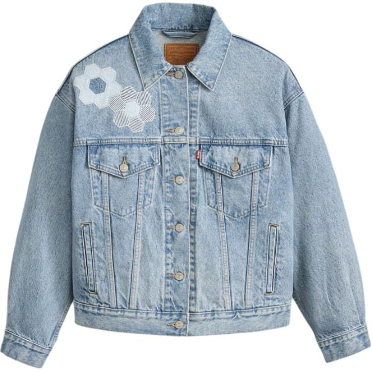 Levis Patch Embroidery Casual Comfortable Denim Jacket Women Jackets Blue A1743-0063