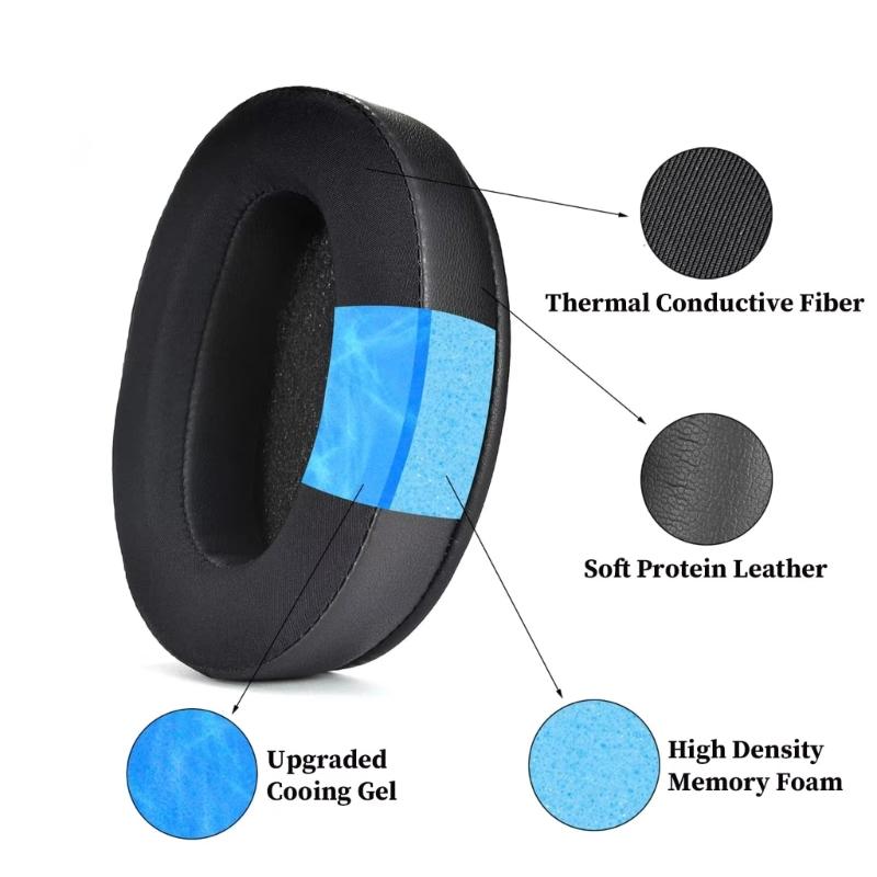 Náhradní náušníky s chladivým gelem pro sluchátka WH-XB910 XB910N Měkké prodyšné polštářky tlumící hluk