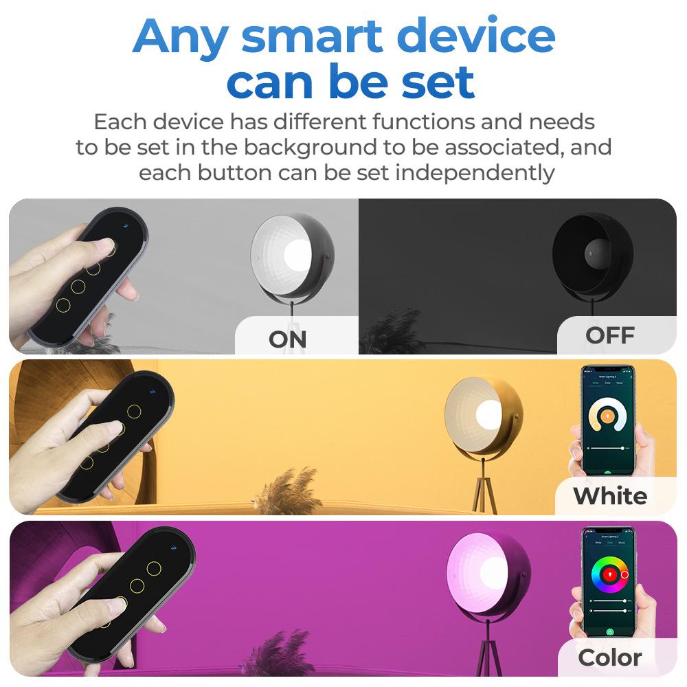 Tuya ZigBee Wireless Smart Home Scene Switch Light 4 Gang 12 Scene Touch Light Switch Remote Control Smart Life App