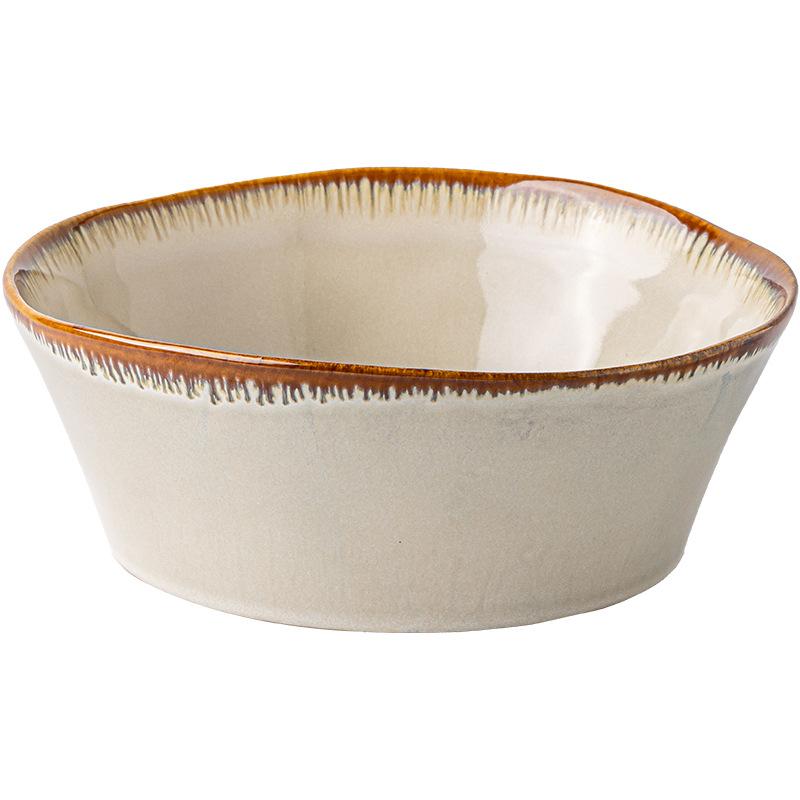 Yellow Kraft Series Japanese-Style Ceramic Eating Bowls And Plates, Household Noodles, Bowls And Dishes, Kiln-Changed Glaze Tableware Export