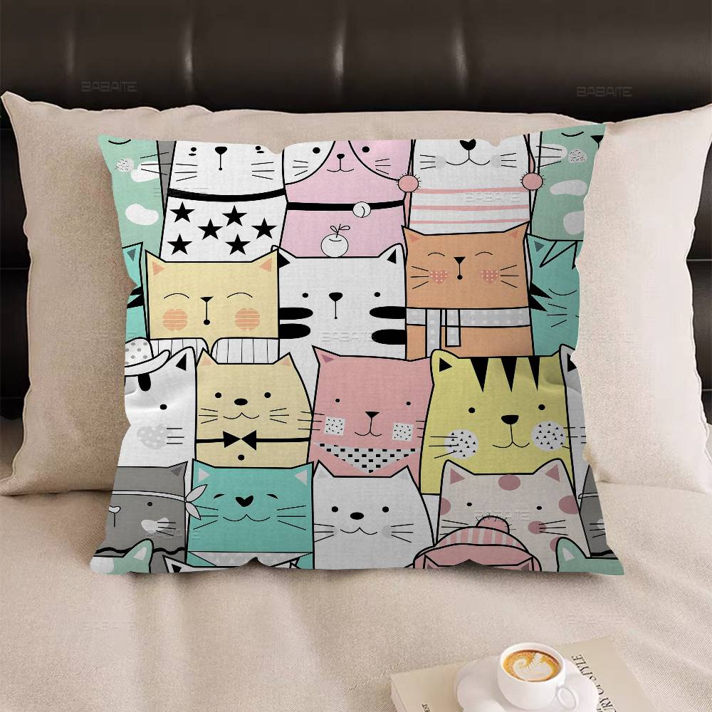 Kawaii Anime Katt Söt Dekorativ Rum Estetik Kuddfodral Heminredning Sovrum Soffa Säng Soffa Kuddfodral 45x45