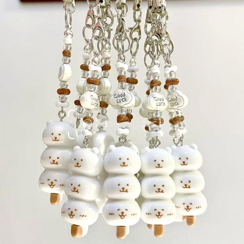 1 Piece Cartoon Animal Pendant Cute Stacked Ice Cream Bear Charm Phone Strap Anti-Lost Keychain Bag Decoration