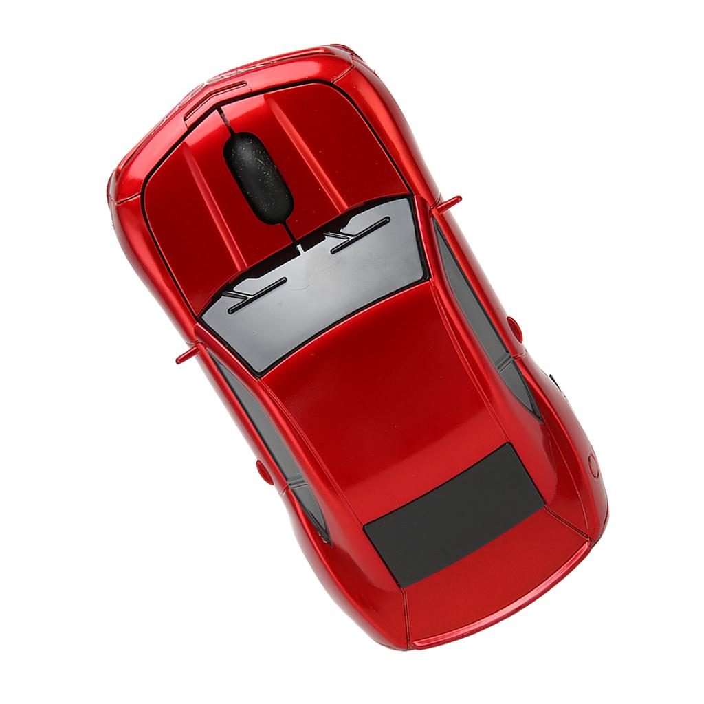 Race Car Wireless Mouse Sports Car Computer Mouse 2.4 GHz LED Light 1600 DPI Optical Sensor for OS X PC Red