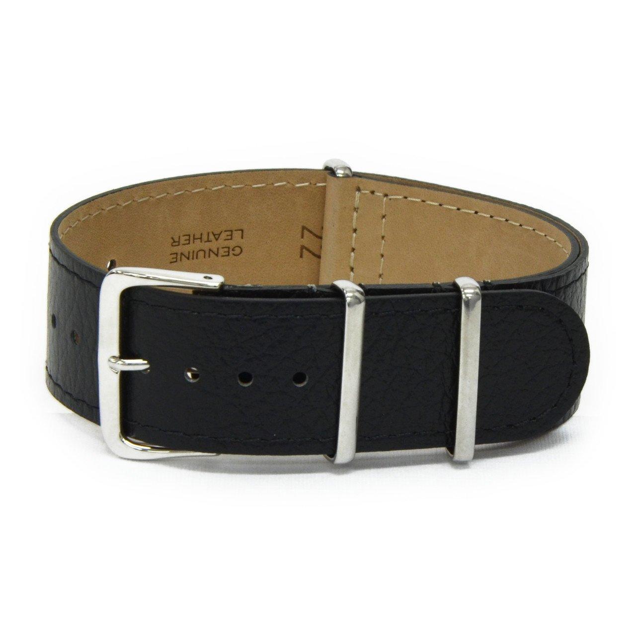 

CASSIS Calfskin Watch Strap TYPE NATO LEATHER 22mm Black with Replacement Tool #189.601S019022