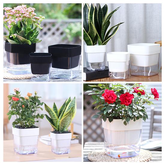 Savaime laistantis gėlių vazonas su medvilnės virvele, matomu vandens lygio langeliu, apatinio laistymo vazonas, automatinio laistymo vazonas