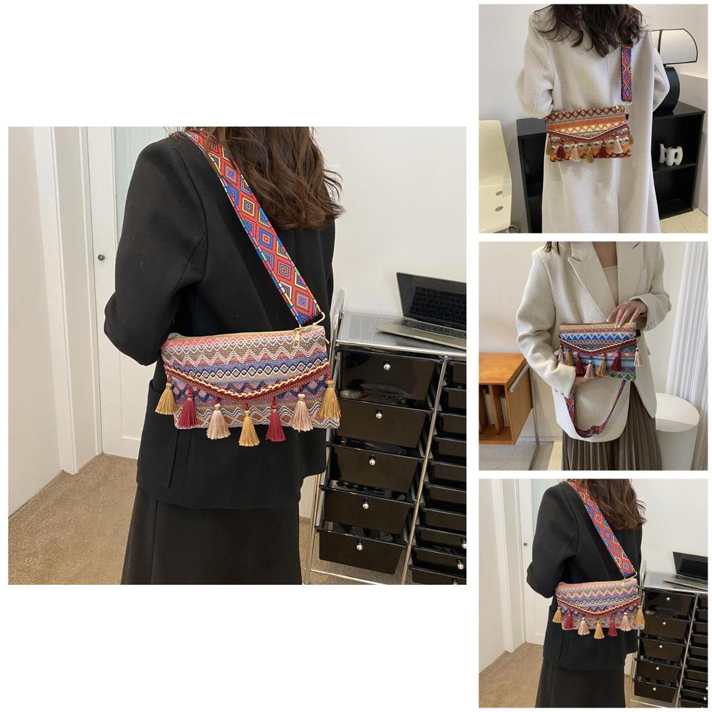 Ethnic Style Womens Shoulder Bag With Nylon Material And Woven Design For Daily Use