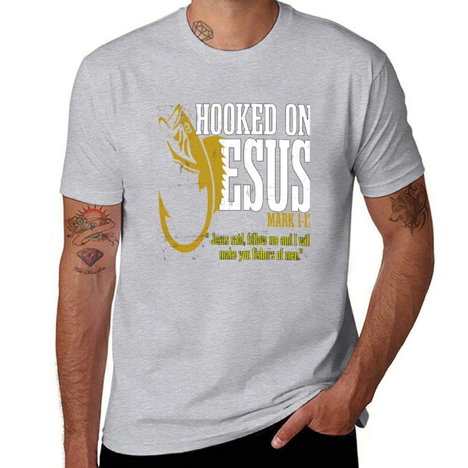 Hooked On JesusWeekend Hooked Tshirt sports fans oversized customizeds summer top men t shirt S