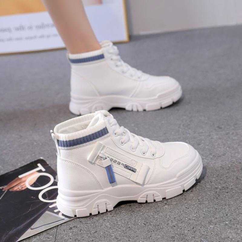 High Top Damen Schuhe Herbst Winter Neu Straße Auktion Höhe Erhöhende Board Schuhe Lässig Einfarbig Vulkanisierte Schuhe