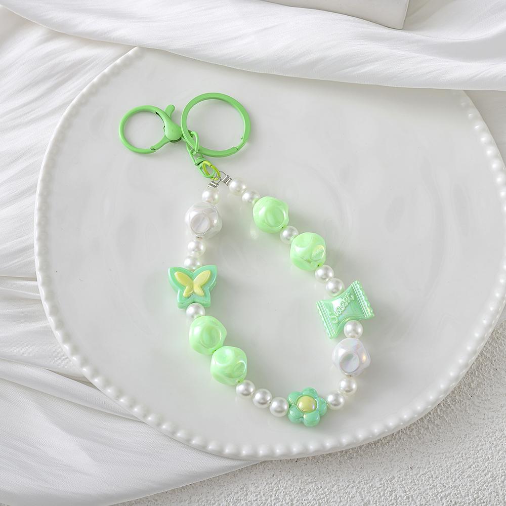 1Pc New Fashion Candy Colorful Pendant Keychain Buckle Bag Handmade Accessories Beaded Mobile Phone Keychains