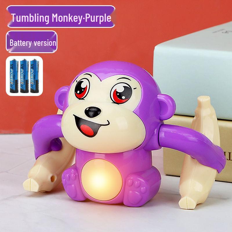 TikTok Electric Tumbling Monkey Toy for Kids – Early Education Light Music Somersault Crawling Monkey