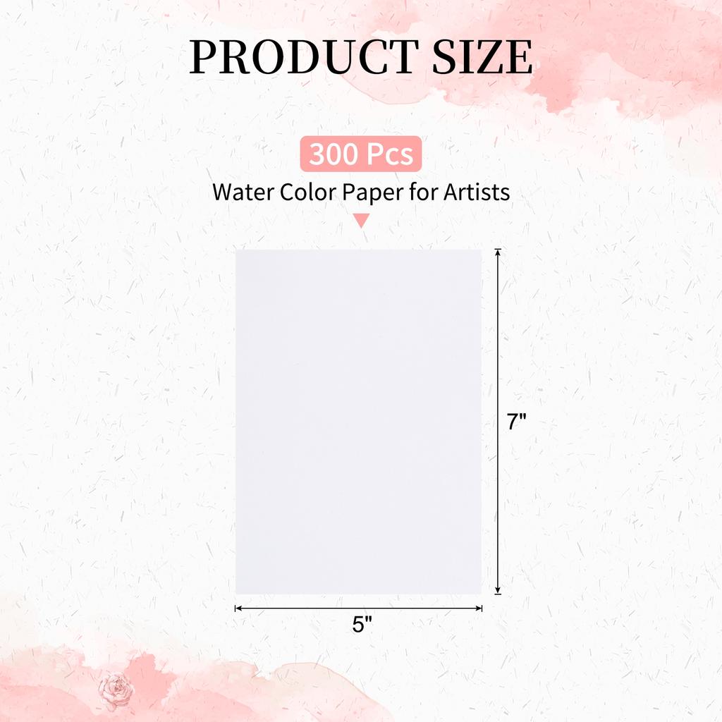 300Sheets Watercolor Paper Bulk Water Color Cotton Paint Paper Cold Press 92lb/250 GSM for Art Painting Artists Drawing Supplies