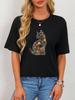 T-shirt Grafica Gatto Floreale