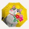 1pc Flower Cat Illustration Umbrella with Plastic Handle,Compact & Stylish,Cartoon Pattern,Outdoor UmbrellaPT498