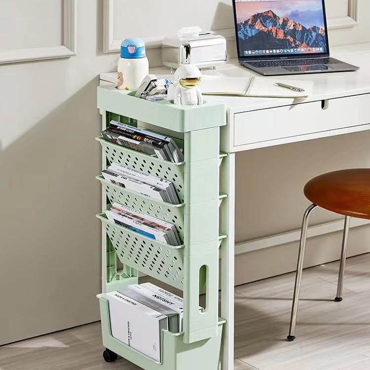 Mobile Bookshelf Classroom Desk & Magazine Trolley - Student Dorm Storage Organizer