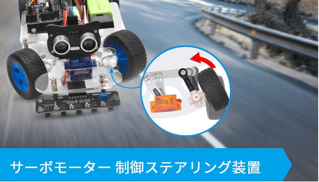 OSOYOO Arduino UNO Robot Car Smart Car Kit with Servo Steering DIY and Computer Programming Rack, Kit, Bluetooth, Wi-Fi, IOT, Autodrive, C++,