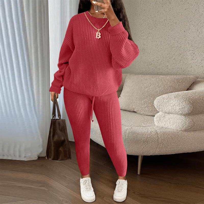 Fashion Casual Knitted Suit Trousers Suit Women's Sweater Suit Plus Size