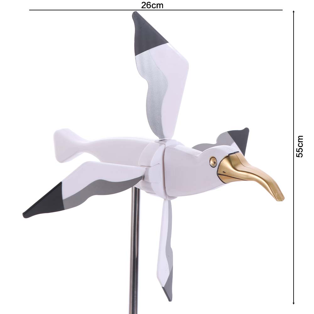 Mulino a Vento Resistente allo Sbiadimento a Forma di Gabbiano Stabile Girandole per Uccelli Ornamento per Giardino Festivo