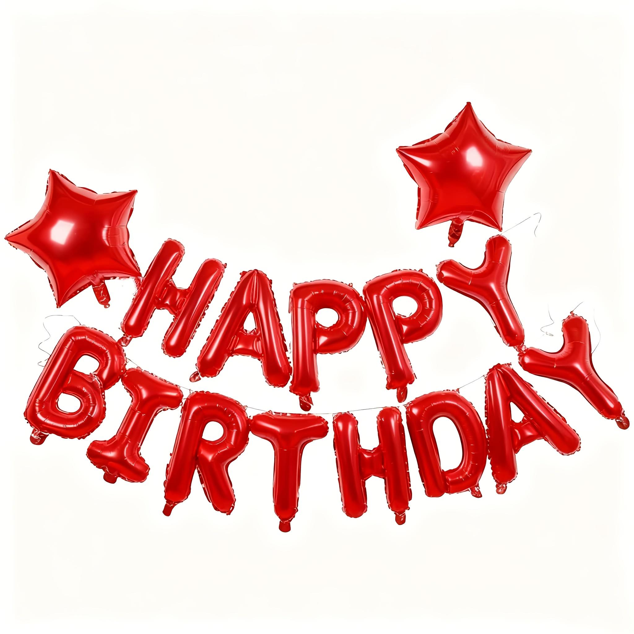 16 Inch Happy Birthday Balloon English Letter Aluminum Film Balloon Set Star Four Corners Star Birthday Party Decoration Balloon 16INCH