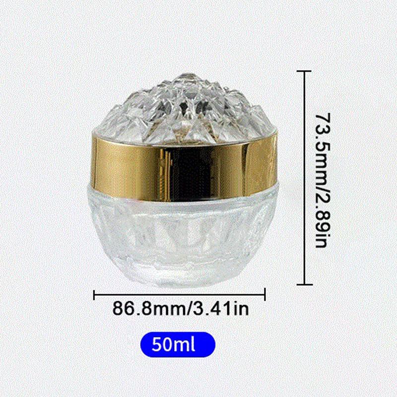 1pcs 50g Jar Lid Container Bottle Cosmetic Travel Luxury Diamond Glass Face Cream With Acrylic for Lotion Jars