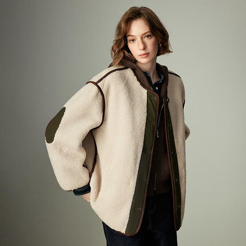 Chuyu Damen Color-Block Wildlederimitat Steppjacke