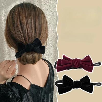 Pince à cheveux magique en velours avec nœud, élégante et élégante, pour chignon français, outil de tressage, accessoires pour cheveux tendance