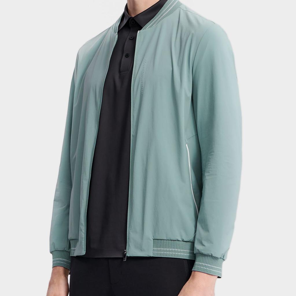FILA Solid Color Casual Baseball Collar Woven Baseball Jacket Men jackets Glass-Green F11M322702F-GN