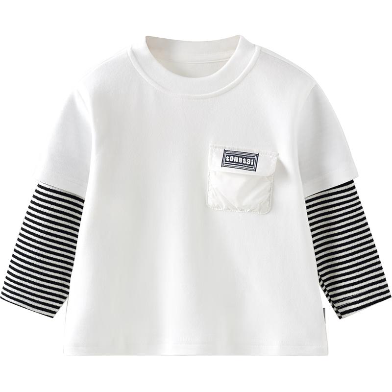 TONGTAI Boys  Faux Two-Piece Long Sleeve T-Shirt 120cm