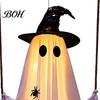 Spooky Glowing Garden Accents Large Hanging Swing Ghost Halloween Decoration, 5FT on A Lighted for Tree Branches with Witch Hat Porch Yard Lawn Remote
